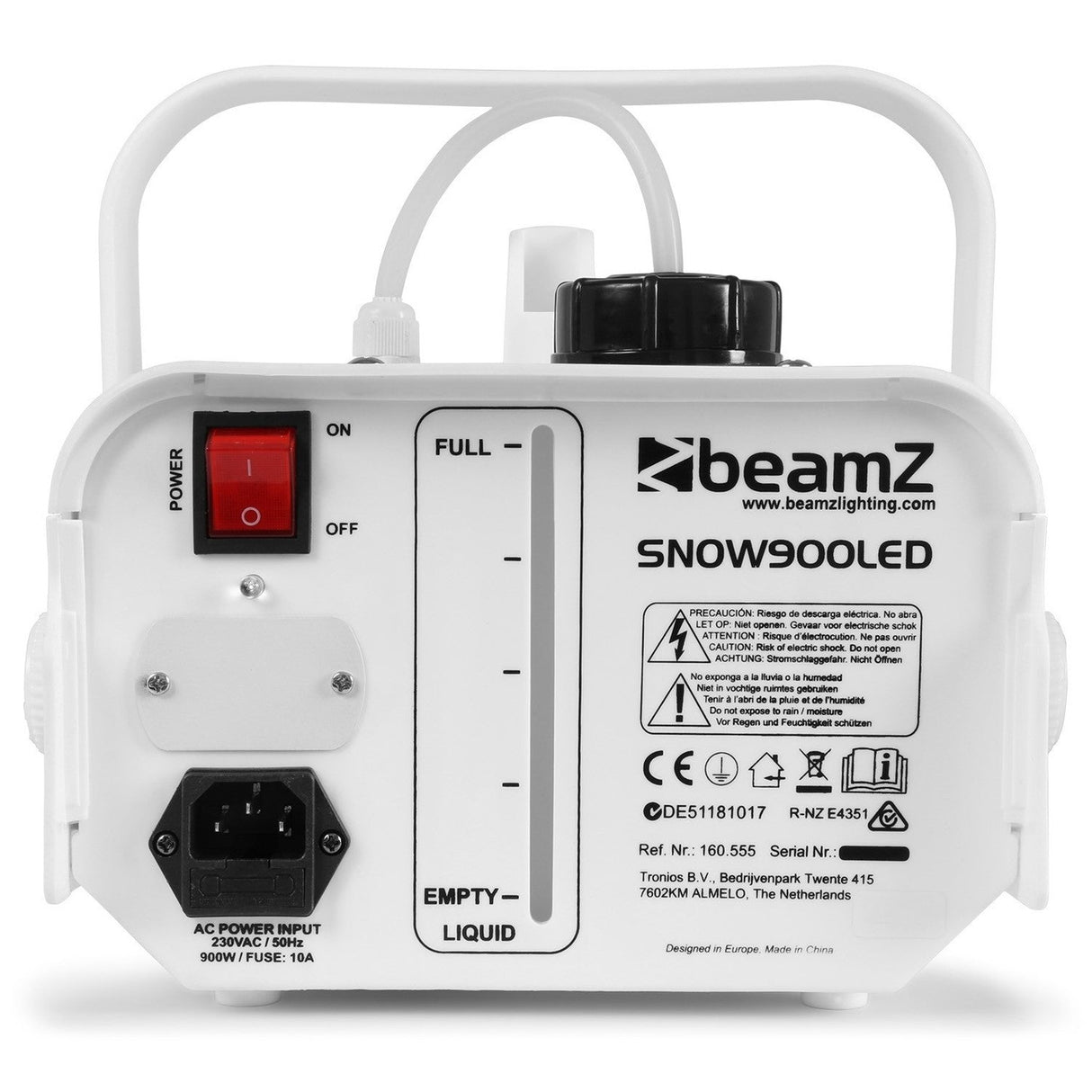 beamZ Snow900LED Sneeuwmachine met 6x 3W RGB LED’s en 1L Tank