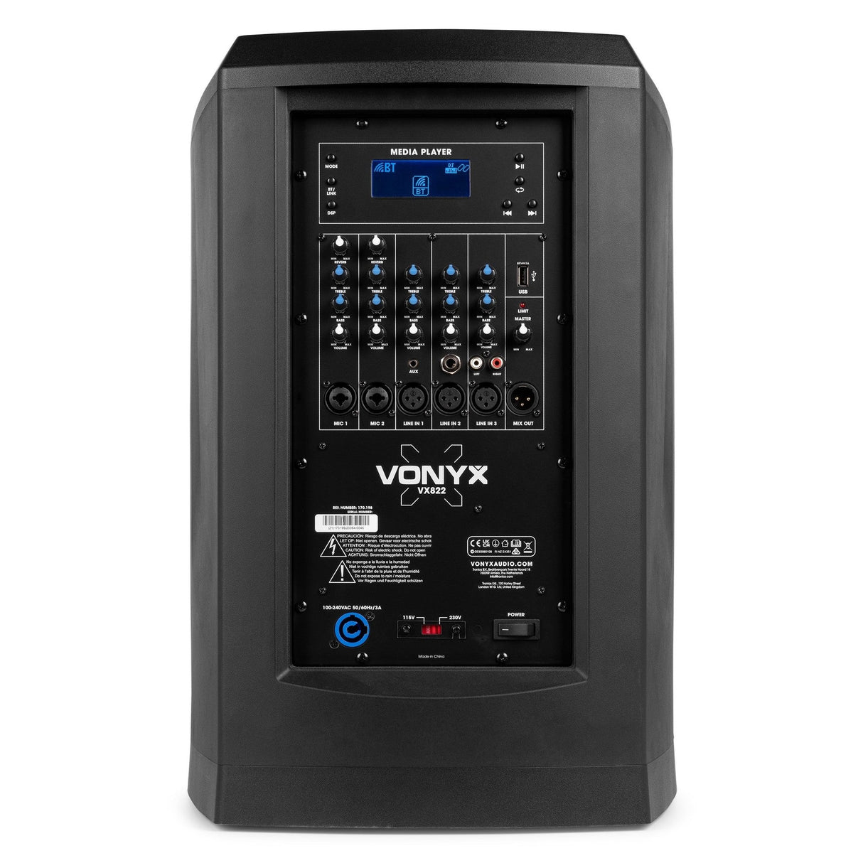 VONYX VX822 Kolom Geluidssysteem 1800W met Bluetooth 5.0, USB Speler en DSP Processor
