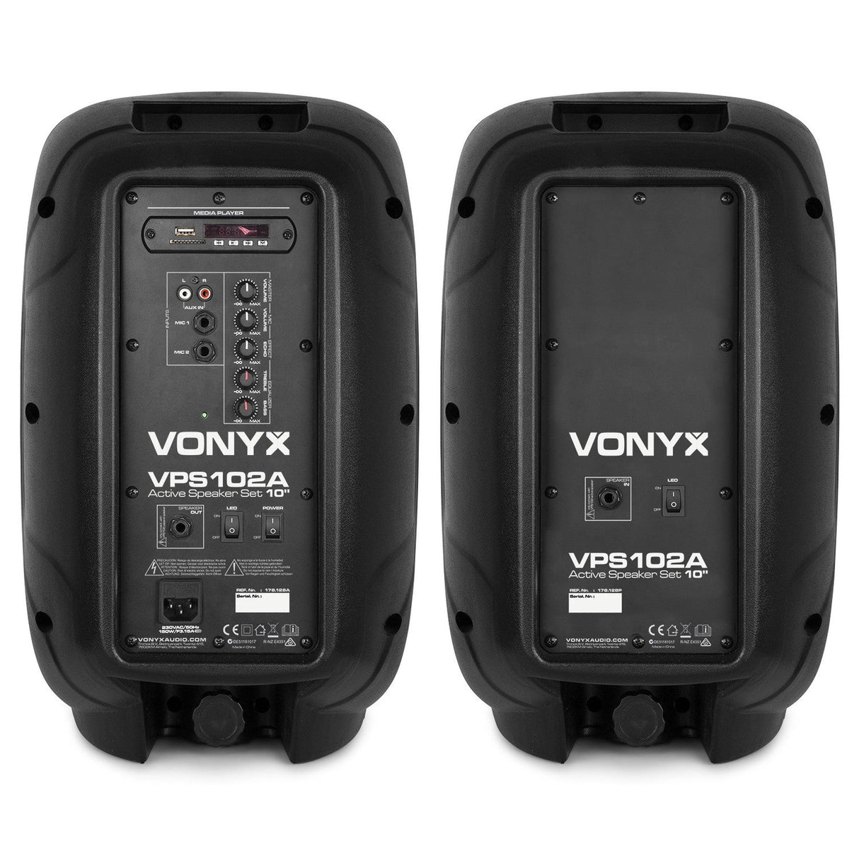 VONYX VPS102A 600W Actieve Speakerset met Bluetooth, USB/SD en 10 inch Woofers