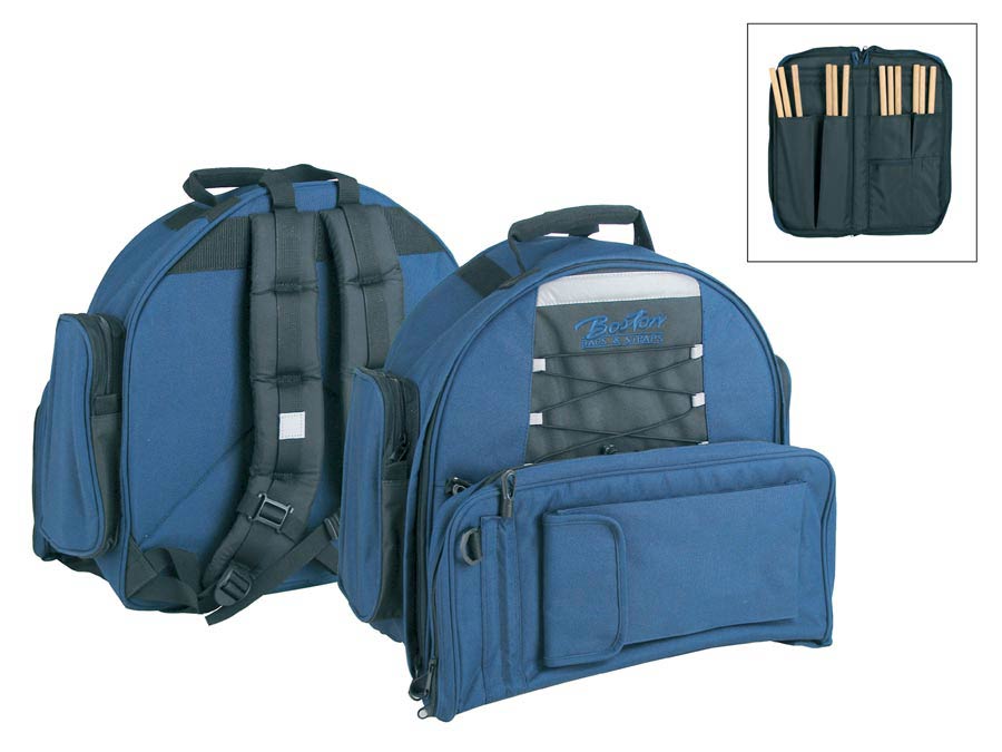 Boston DBL-14-SBP Deluxe gigbag voor snaartrom met stokkenhoes, zwart-blauw, 15 mm gevoerd hardfoam, 14"x 6.5"