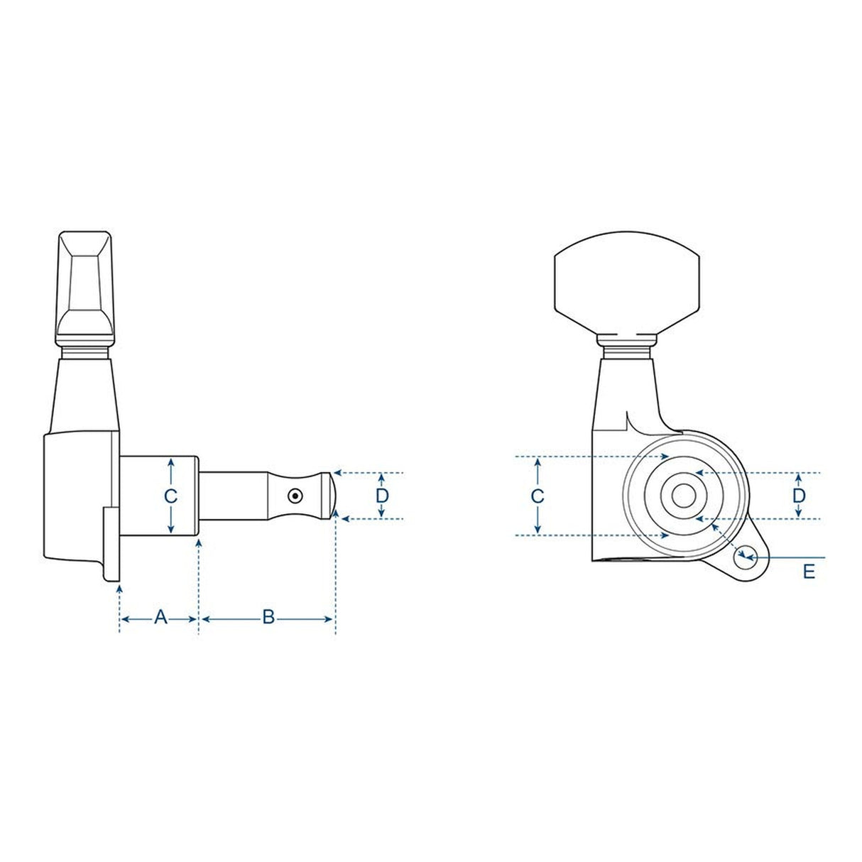 Wilkinson 191-GLR Stemmechanieken voor gitaar, die cast, 3x links + 3x rechts, goud, low gearing 19:1