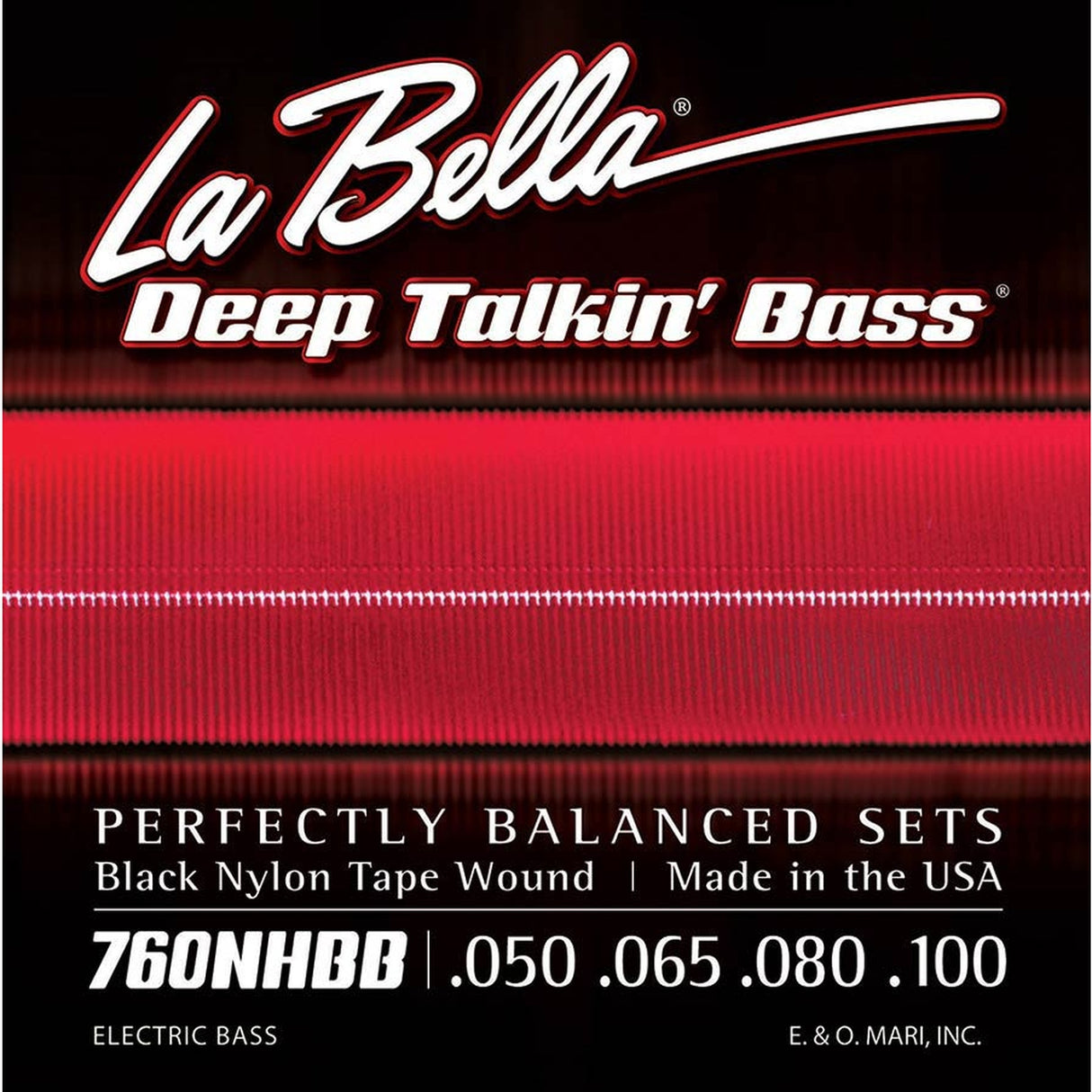 La Bella L-760NHBB snaren set elektrisch 'Beatle' bass, black nylon tape wound, 050-065-080-100