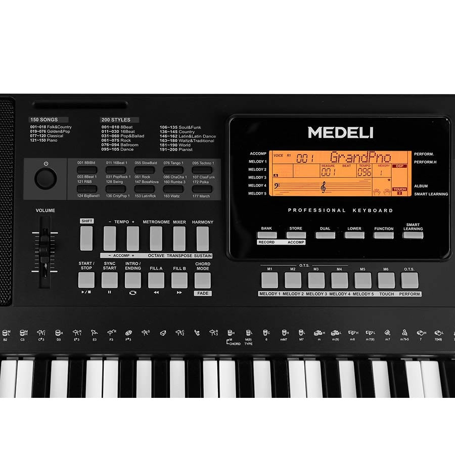 Medeli A300 Keyboard – 61 Aanslaggevoelige Toetsen, 618 Klanken en DSP-effecten