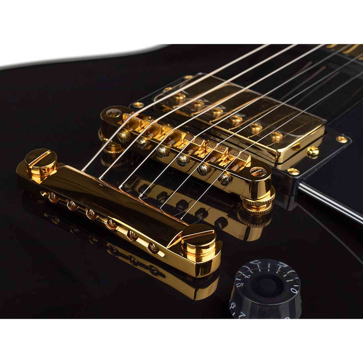 SX EH3-BK elektrische gitaar – LP Custom stijl, 2 humbuckers, mahonie/esdoorn, zwart + gouden hardware
