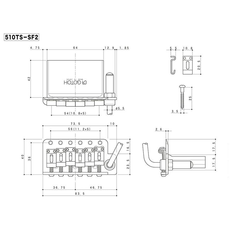 Gotoh 510TS-SF2 Tremolo Systeem voor Strat® Gitaren