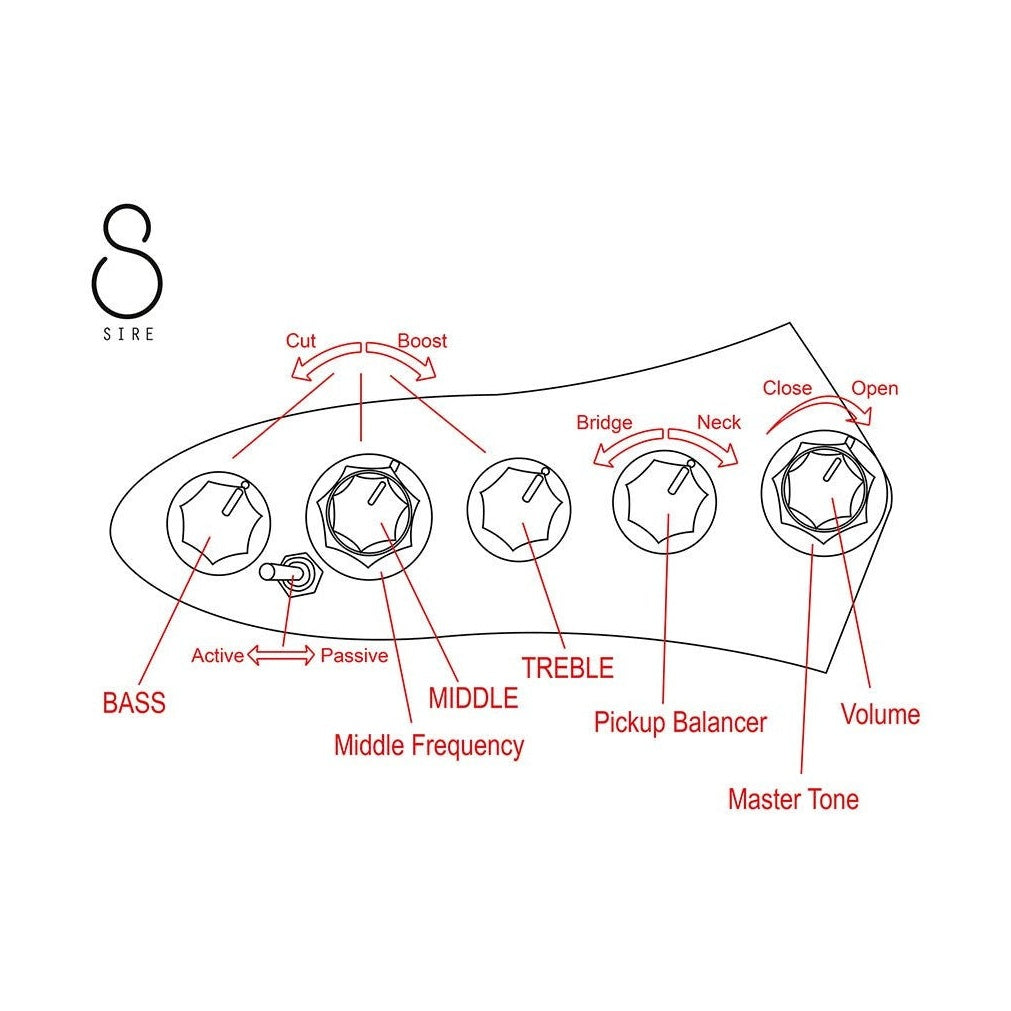 Sire V3+ 4/TS Marcus Miller 2nd Gen Basgitaar Tobacco Sunburst