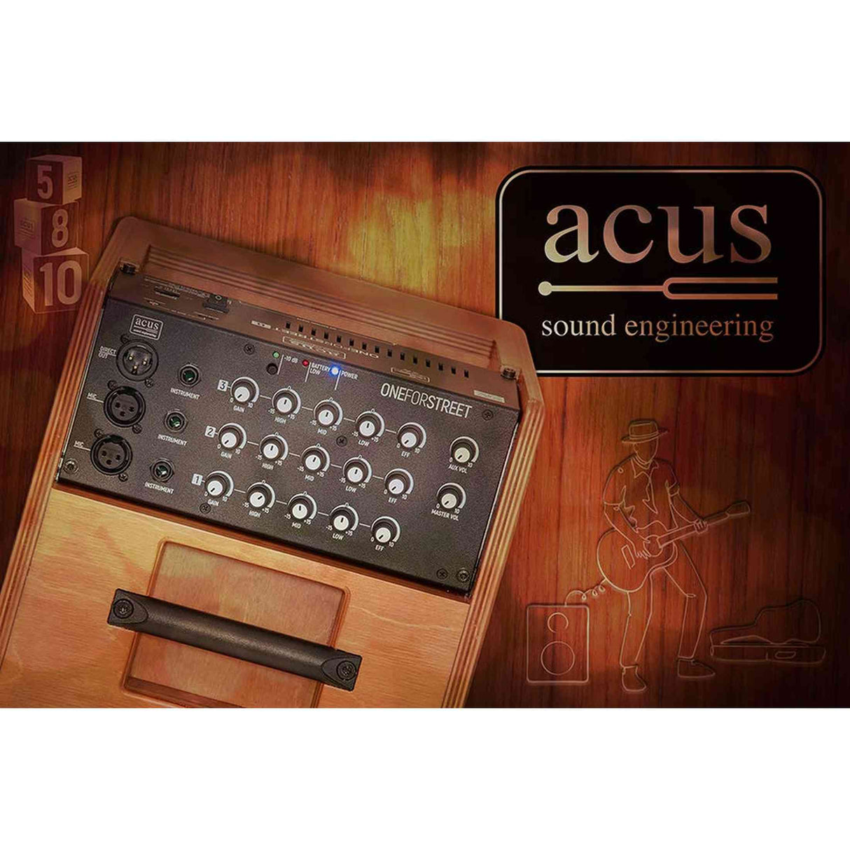 Acus OFS-8 versterker voor akoestische instrumenten 90W 3 kanalen naturel