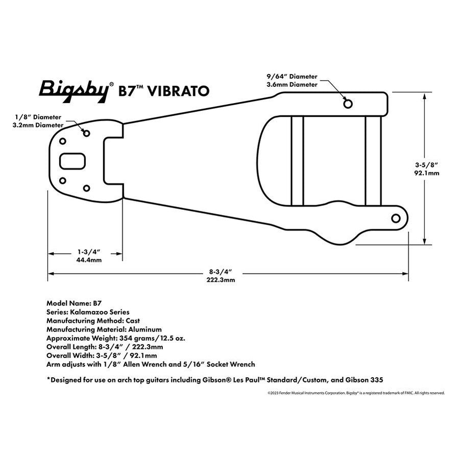 Allparts TP3670002 Bigsby B7 Vibrato Staartstuk - Goud