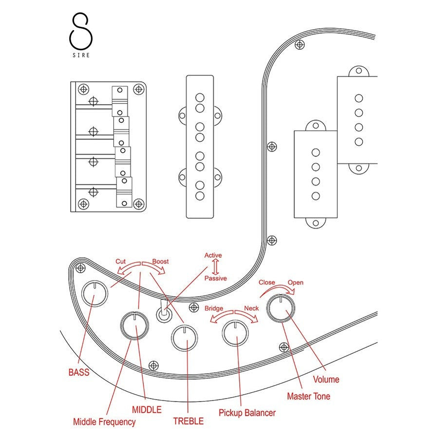 Sire P8 S5/WB Marcus Miller 5-snarige actieve basgitaar White Blonde