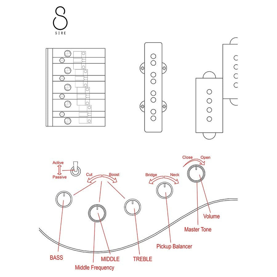 Sire P10 DX4/NT Marcus Miller 4-snarige actieve basgitaar Natural