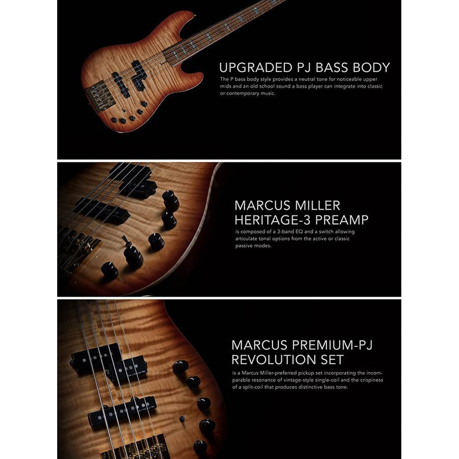 Sire P10 DX5/TS Marcus Miller 5-snarige actieve basgitaar Tobacco Sunburst