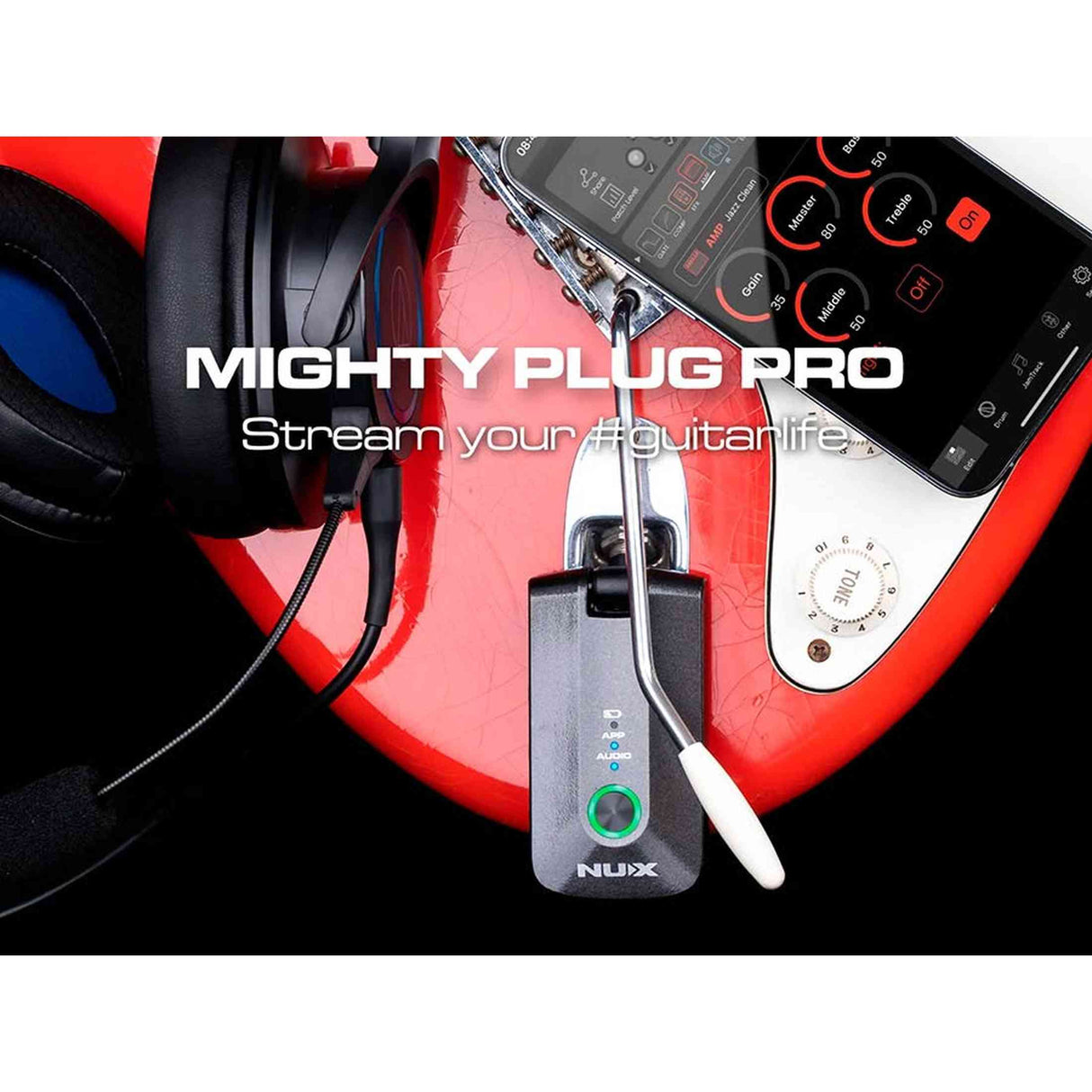 NUX MPLUG-PRO Mighty Series hoofdtelefoonversterker met pro-modulatie, IR, Bluetooth en livestreaming