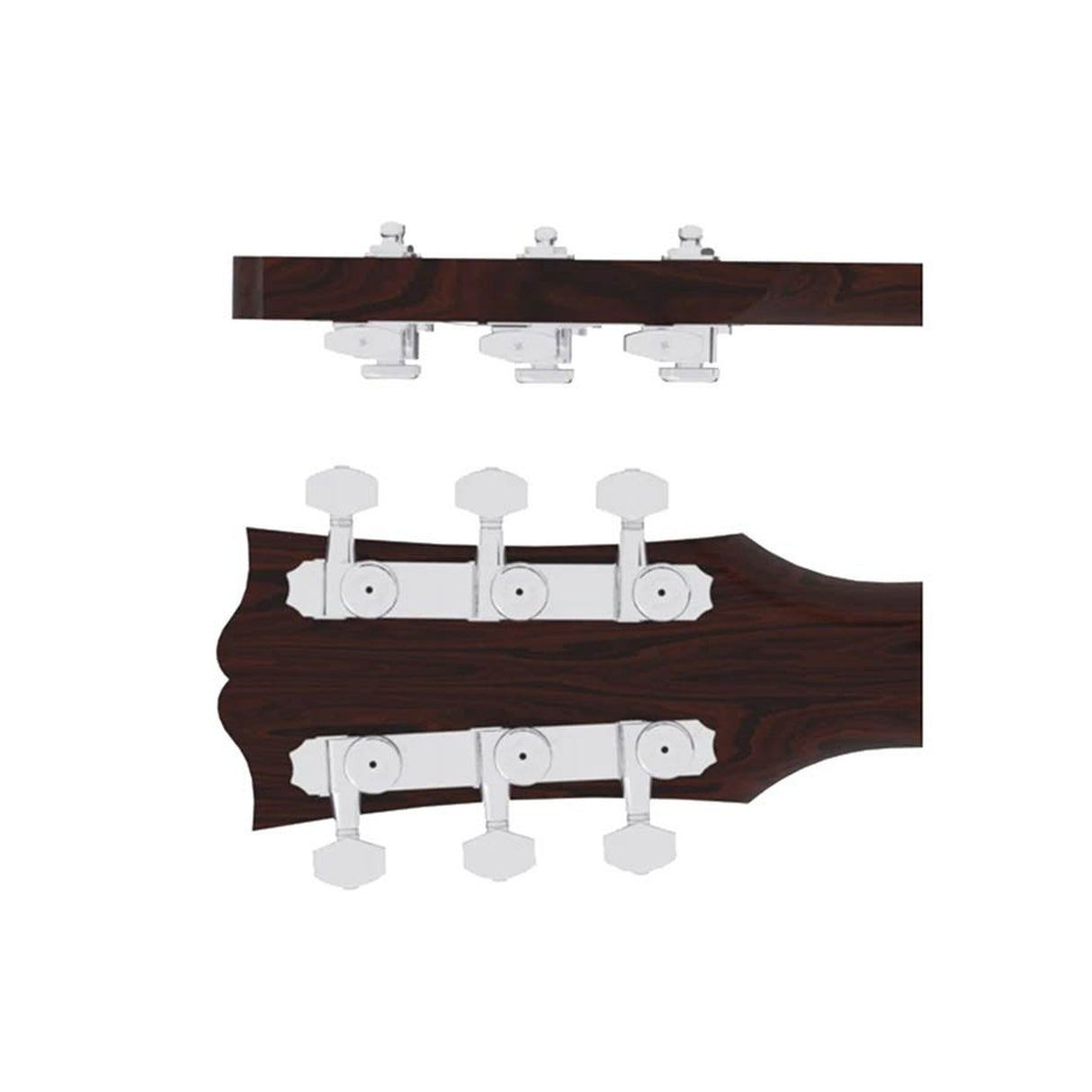 Hipshot HS6K2EL0C Gitaar tuner upgrade kit, 3 + 3 Grip-Lock, closed chroom