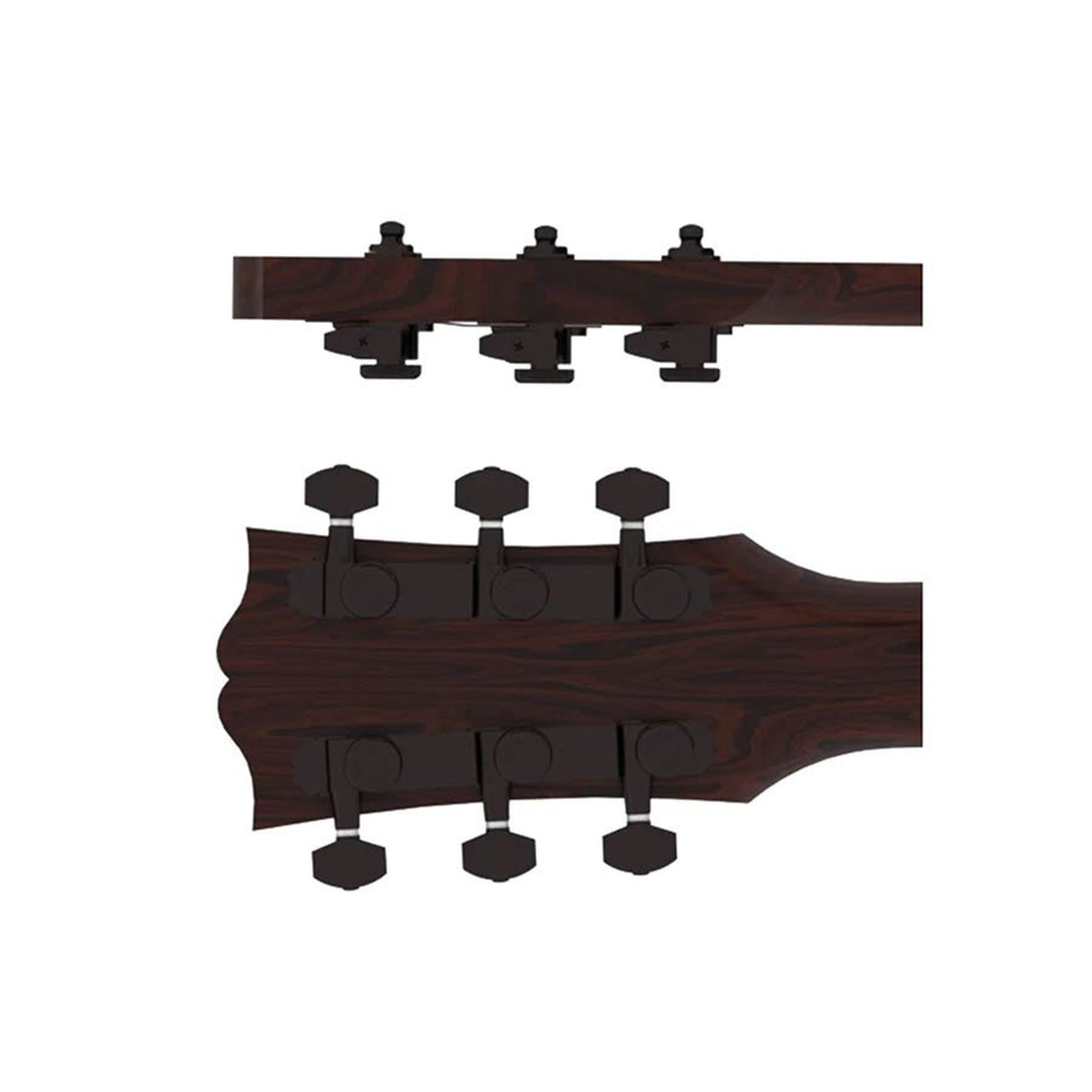 Hipshot HS6K2VEL0B Vintage gitaar tuner upgrade kit, 3 + 3 Grip-Lock, closed zwart