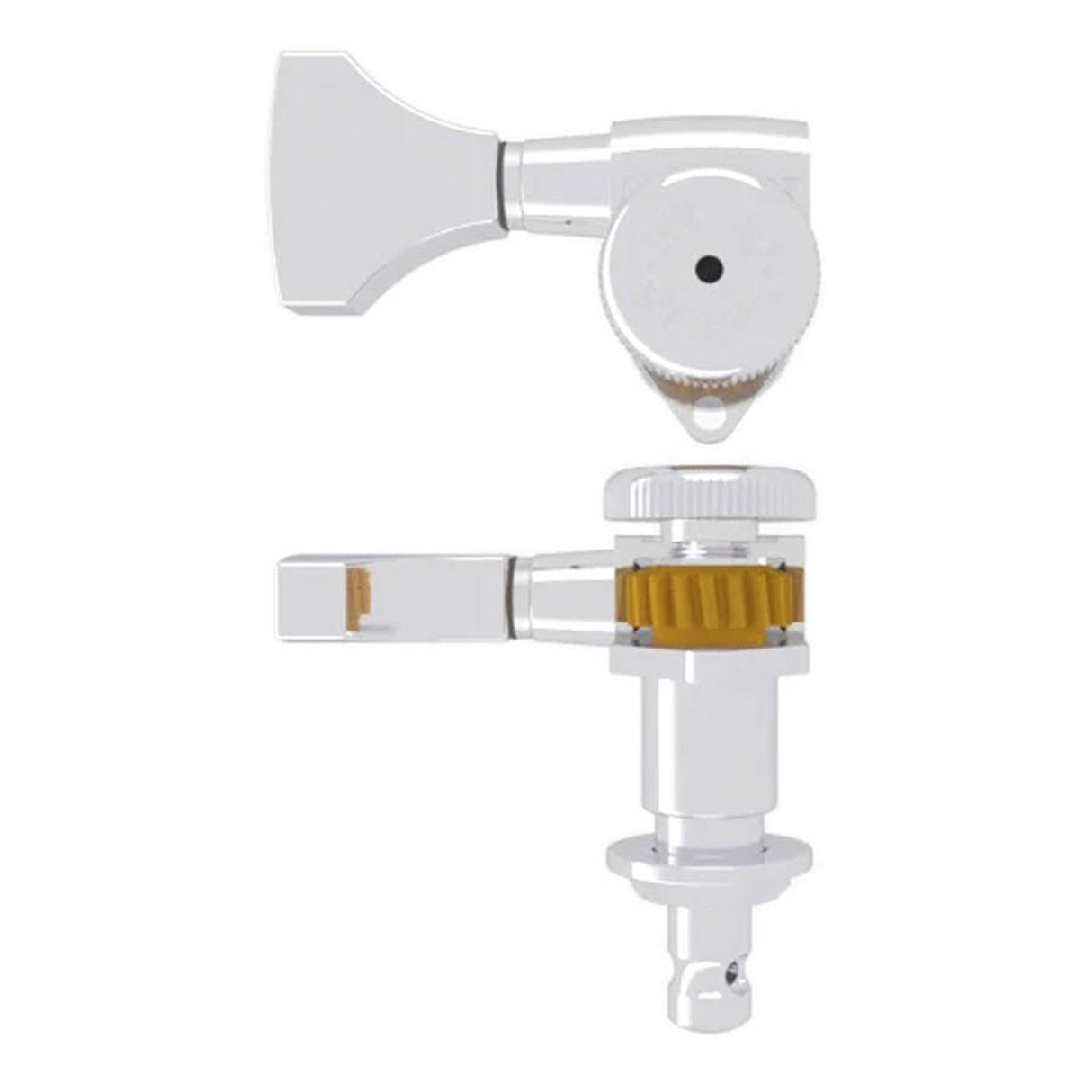 Hipshot HS6GL0CT-21 Guitar tuner, Grip-Lock open, 21.0mm (0.827") post height, treble side, chroom