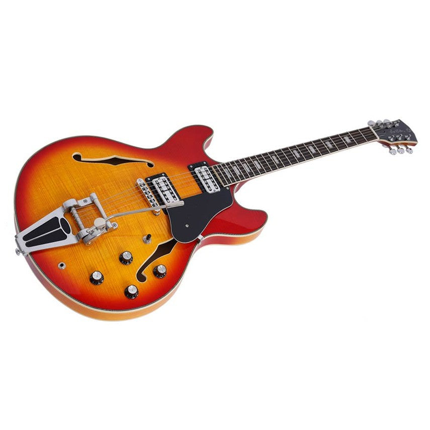 Sire Guitars H7T/CS Elektrische archtop gitaar met tremolo, cherry sunburst