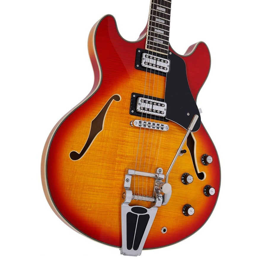 Sire Guitars H7T/CS Elektrische archtop gitaar met tremolo, cherry sunburst