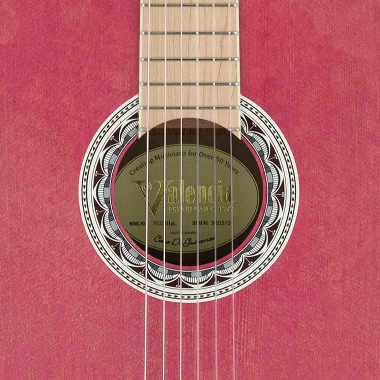 Valencia VC354HPK Klassieke Gitaar 4/4 – Sitka Spar & Mahonie, Roze, Inclusief Tas, Standaard en Stemapparaat