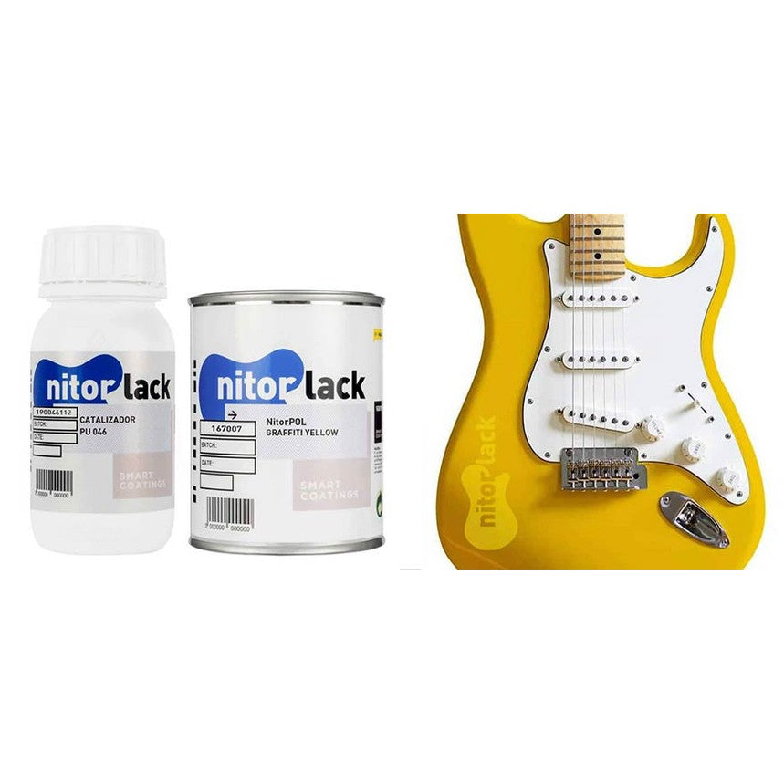 NitorLACK N167007108 NitorPOL Polyurethaanlak Graffiti Yellow – 500 ml + 250 ml Verharder