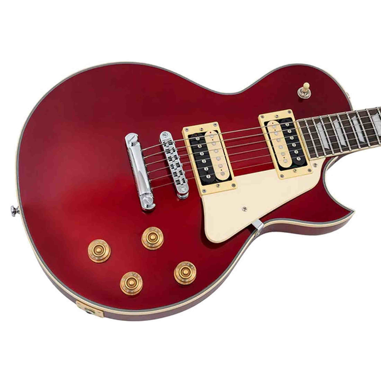 Sire L7N/CAR elektrische gitaar – L-Style, mahonie met maple top, Candy Apple Red, HH-configuratie, stainless frets, locking tuners