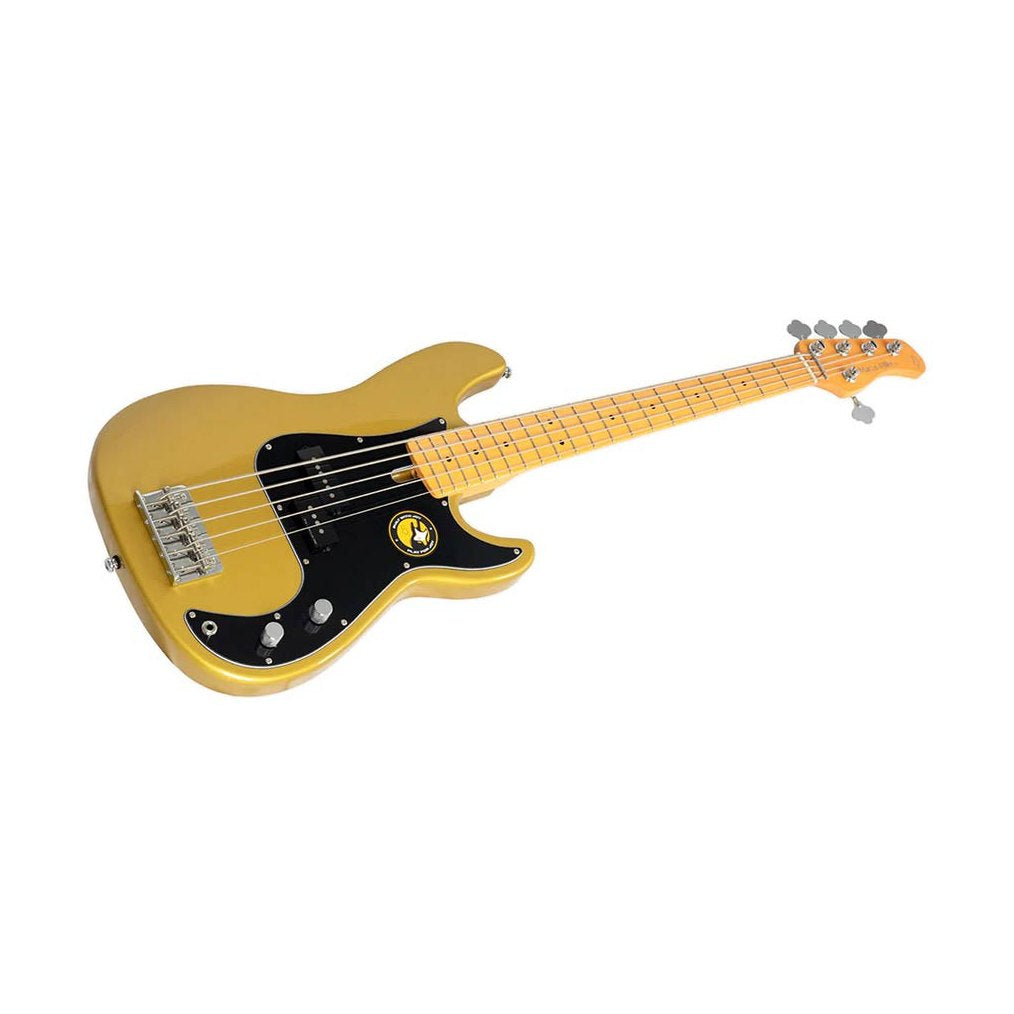 Sire P5 A5/MGO Marcus Miller basgitaar 5-snarige passieve P-stijl bas in Metallic Gold