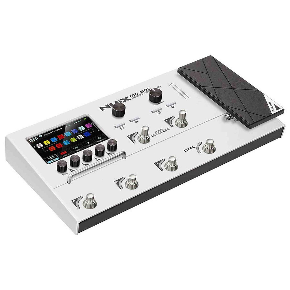 NUX MG-50Li WH Multi-Effects Processor with Amp Modeler, Profiler, Battery, USB Audio, and Carry Bag, White