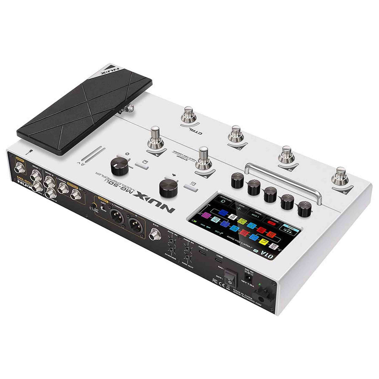 NUX MG-50Li WH Multi-Effects Processor with Amp Modeler, Profiler, Battery, USB Audio, and Carry Bag, White