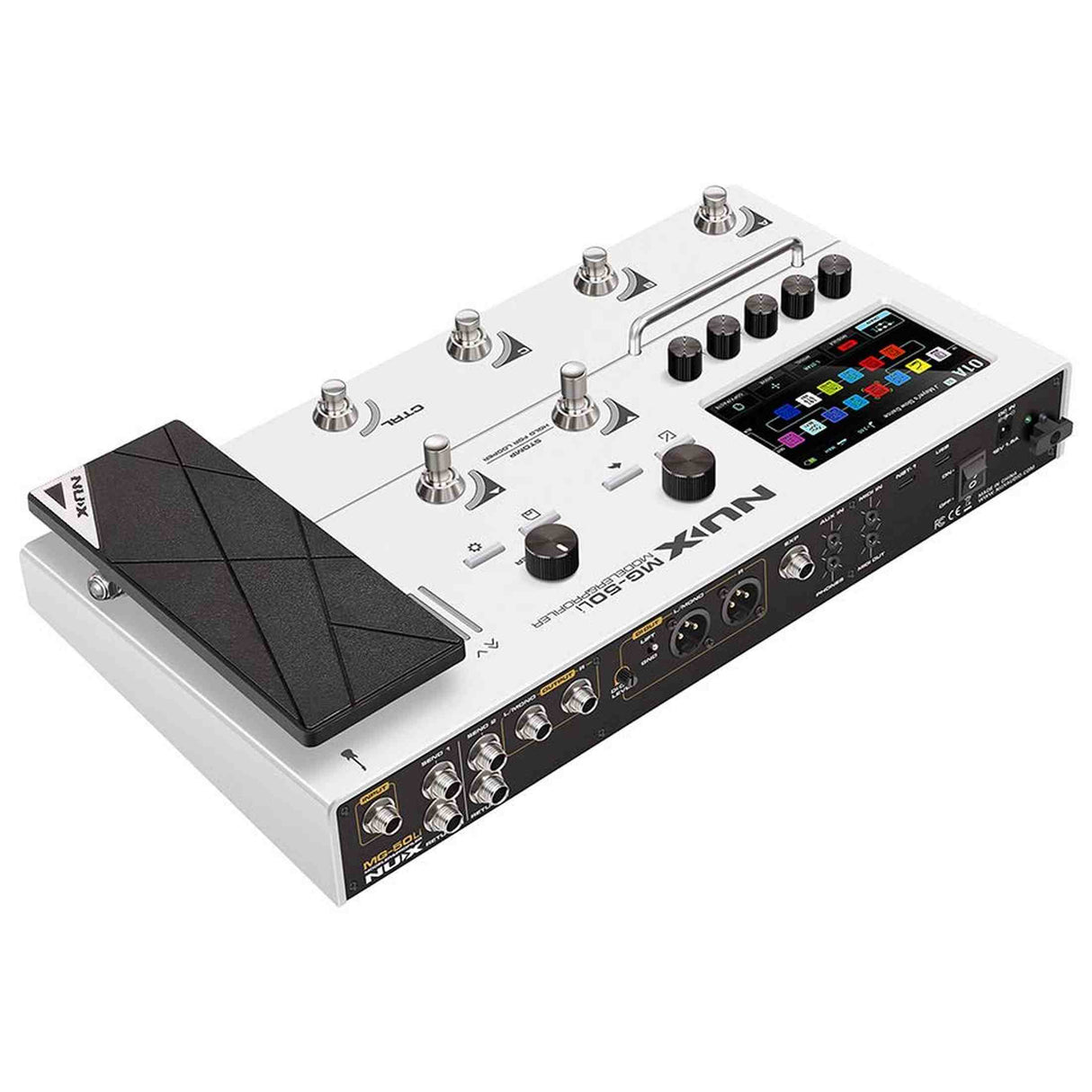 NUX MG-50Li WH Multi-Effects Processor with Amp Modeler, Profiler, Battery, USB Audio, and Carry Bag, White