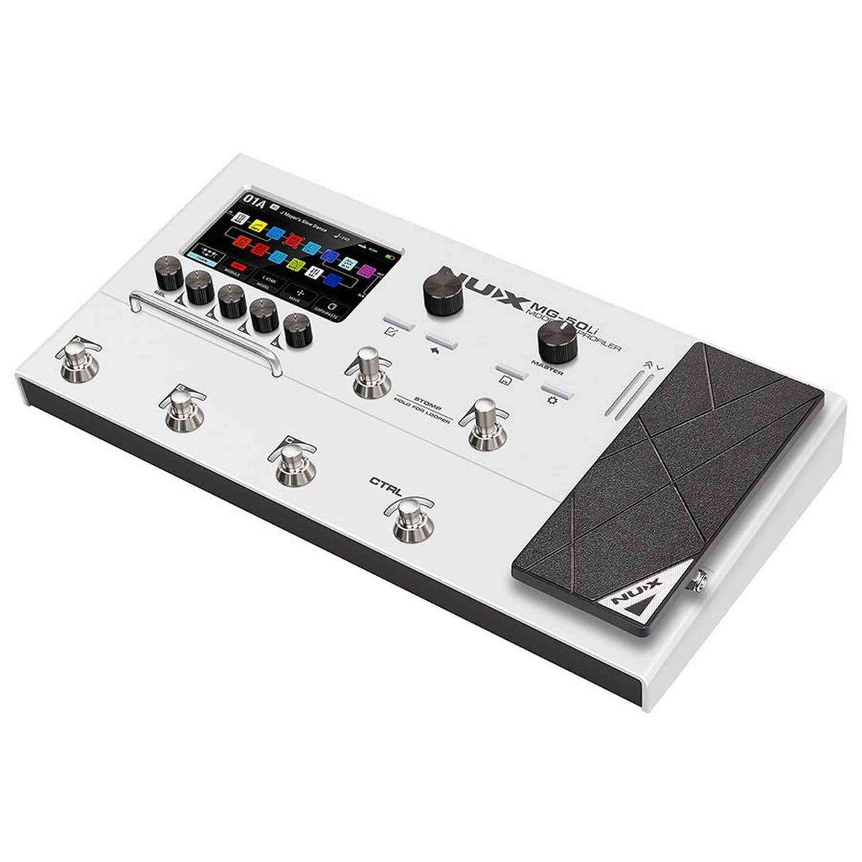 NUX MG-50Li WH Multi-Effects Processor with Amp Modeler, Profiler, Battery, USB Audio, and Carry Bag, White