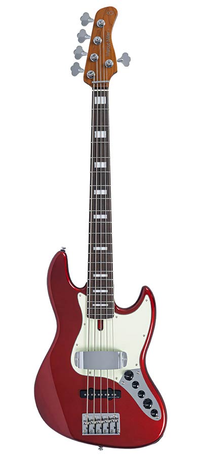 Sire V7N A5/CAR Marcus Miller 5-snarige Actieve Basgitaar Candy Apple Red met Elzen Body en Heritage-3 Preamp