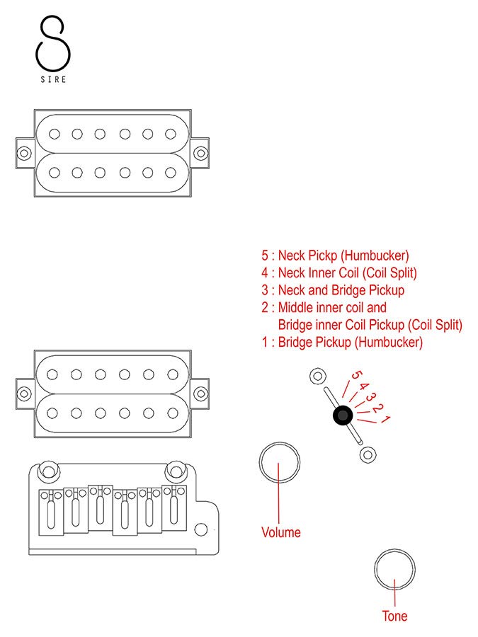 Sire X6H6/BLSW Larry Carlton Headless Elektrische Gitaar Blue Swirl met Tremolobrug en Gigbag