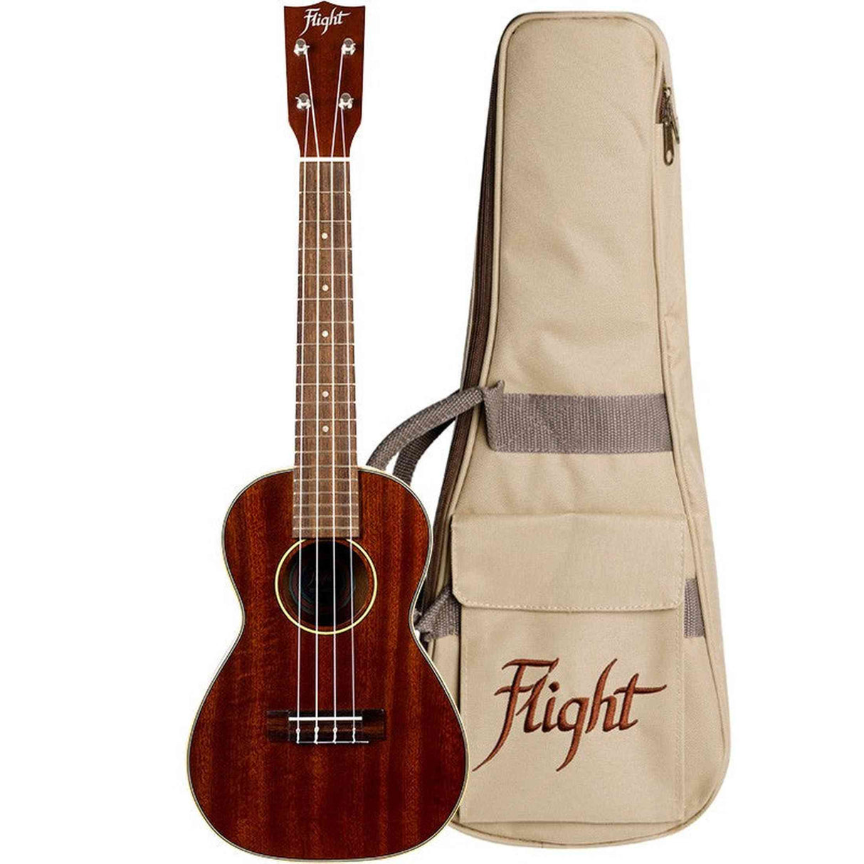 Flight MUC-2 Solid Mahogany Concert Ukulele met Solid Mahogany Body, Gotoh Friction Tuners en Aquila Super Nylgut Snaren