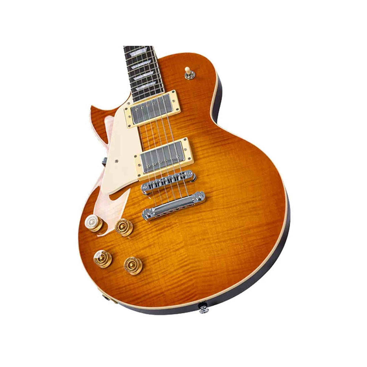 Sire L5L/AB Larry Carlton Linkshandige L-Style Elektrische Gitaar Amber Burst met Flame Maple Top en Coil Split