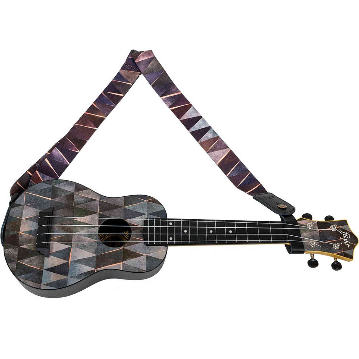 Flight S35 Arcana Ukulele Strap Poly/Leer met Geometrisch Patroon en Verstelbare Lengte