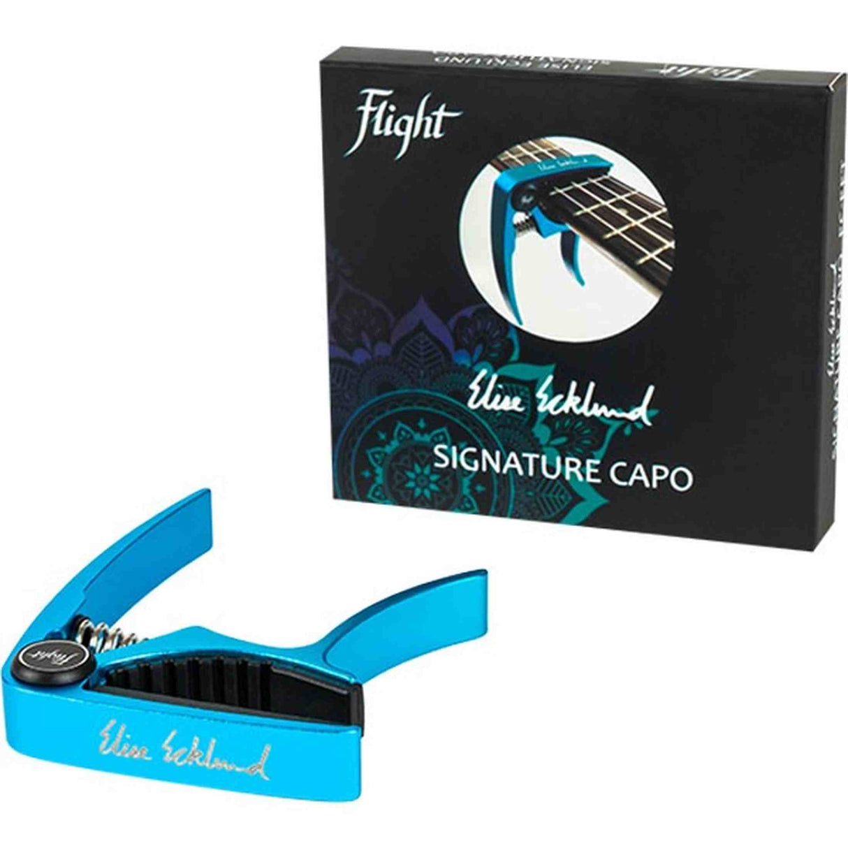 Flight FC-EE T Elise Ecklund Signature Ukulele Capo Turquoise Aluminum with Trigger Mechanism