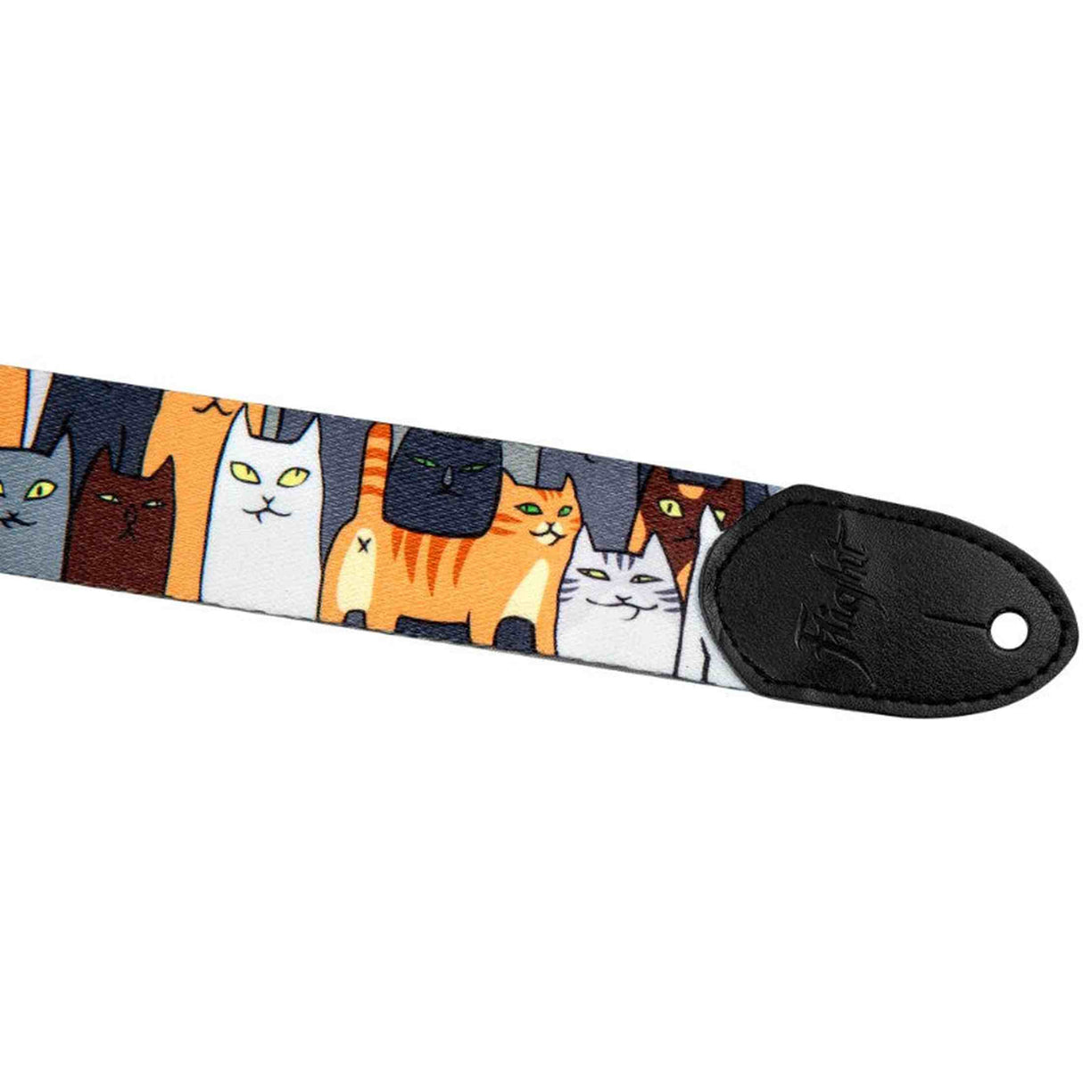 Flight S35 Cats Ukulele Strap Poly/Leer met Katten Design en Verstelbare Lengte