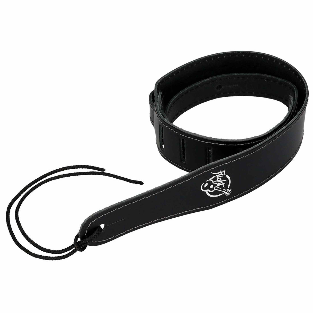 Flight S51 Black Leather Ukulele Strap EU Handmade with Headstock Tie