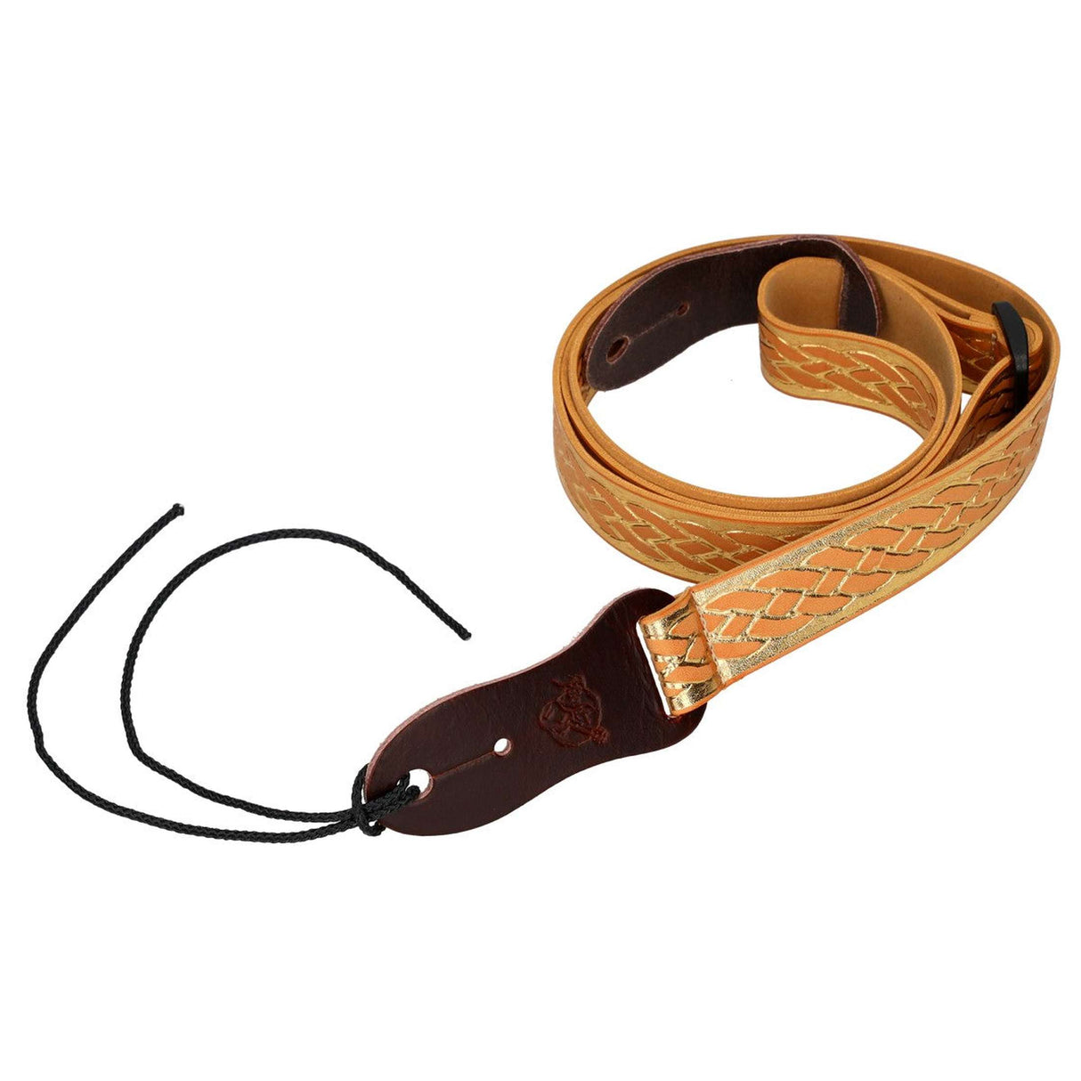 Flight S46 Gold Ukulele Strap Vegan Nubuck with Braided Pattern and Headstock Tie