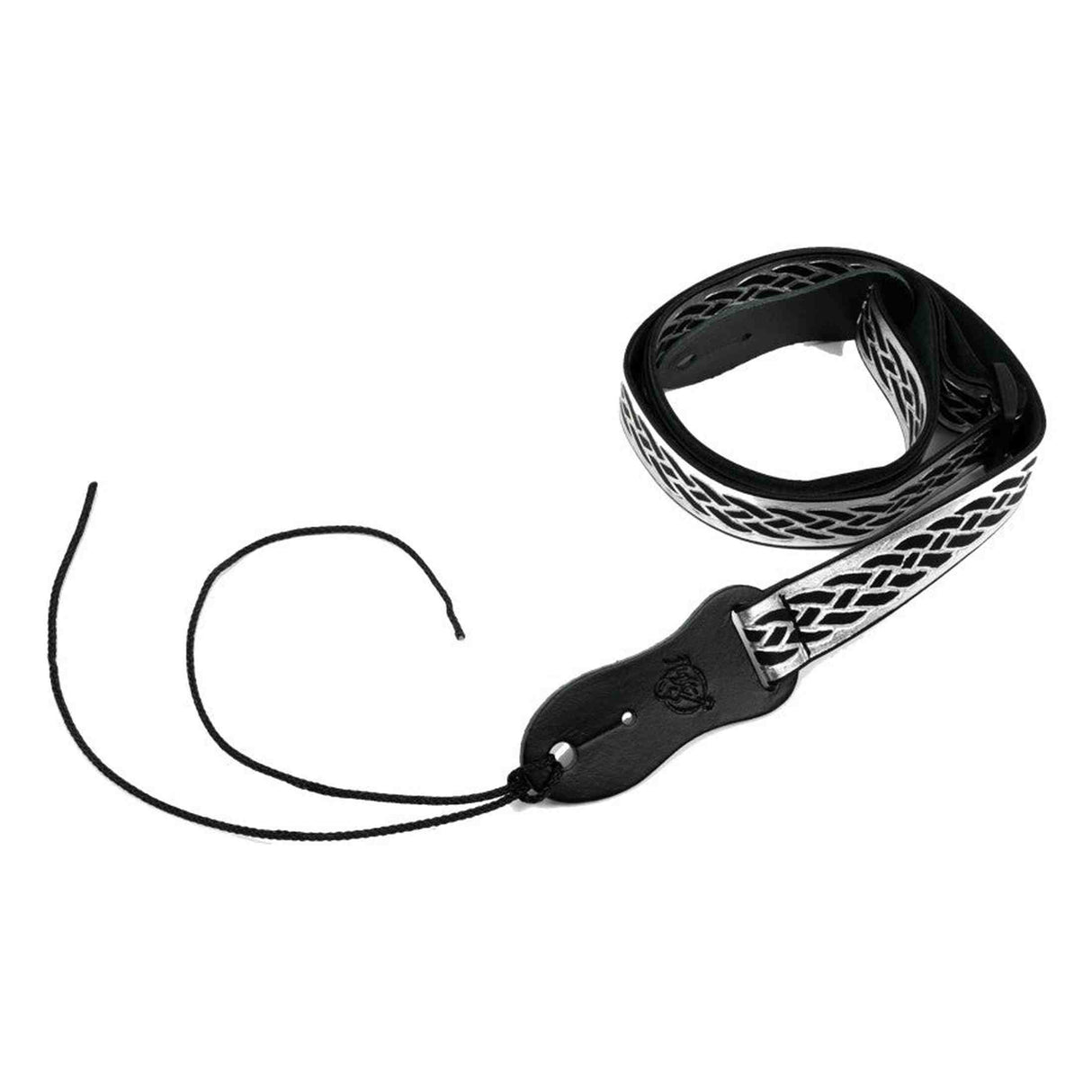 Flight S47 Black Silver Ukulele Strap Vegan Nubuck with Braided Pattern and Headstock Tie