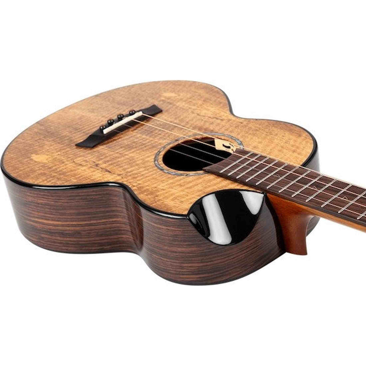 Flight Maia Baritone EQ-A Elektrisch-Akoestische Baritone Ukulele met Solid Mango Top, Rosewood Body en Stalen Snaren