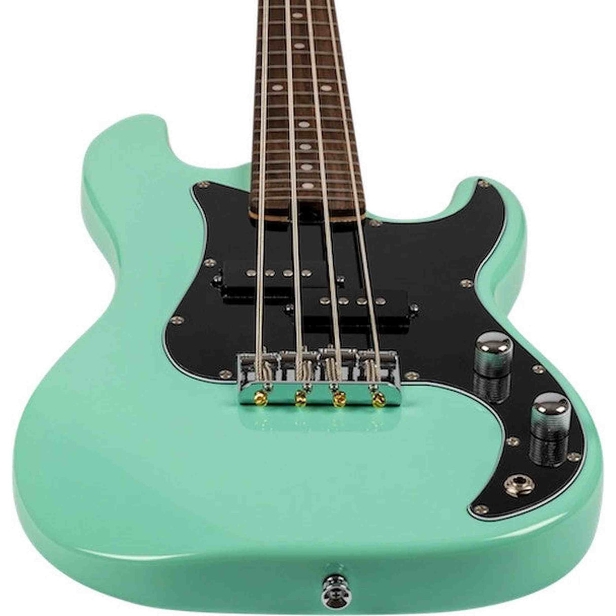 Flight Mini Bass Lite SFG Elektrische Mini Bas Ukulele Seafoam Green met Poplar Body en Alnico 5 Pickup