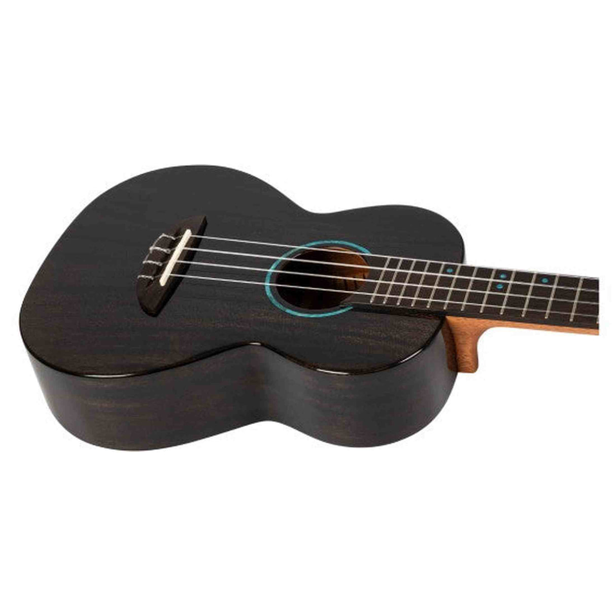 Flight Iris Tinta Tenor TBK Ukulele met All Solid Mahogany Body, Rosewood Toets en Fluorocarbon Snaren, Transparent Black
