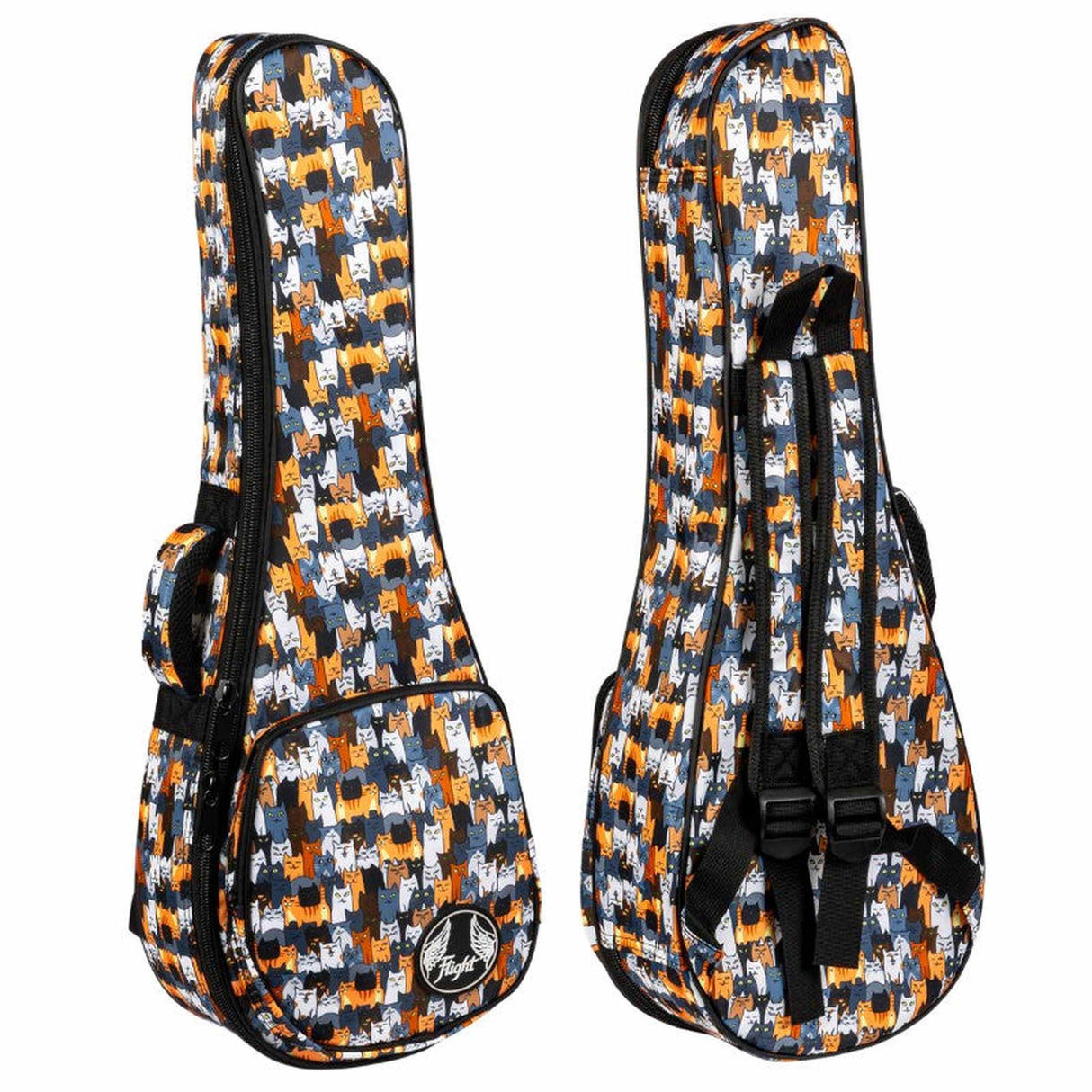 Flight FUB-C-CATS Padded Gig Bag for Concert Ukulele with Cats Design and Accessory Compartment