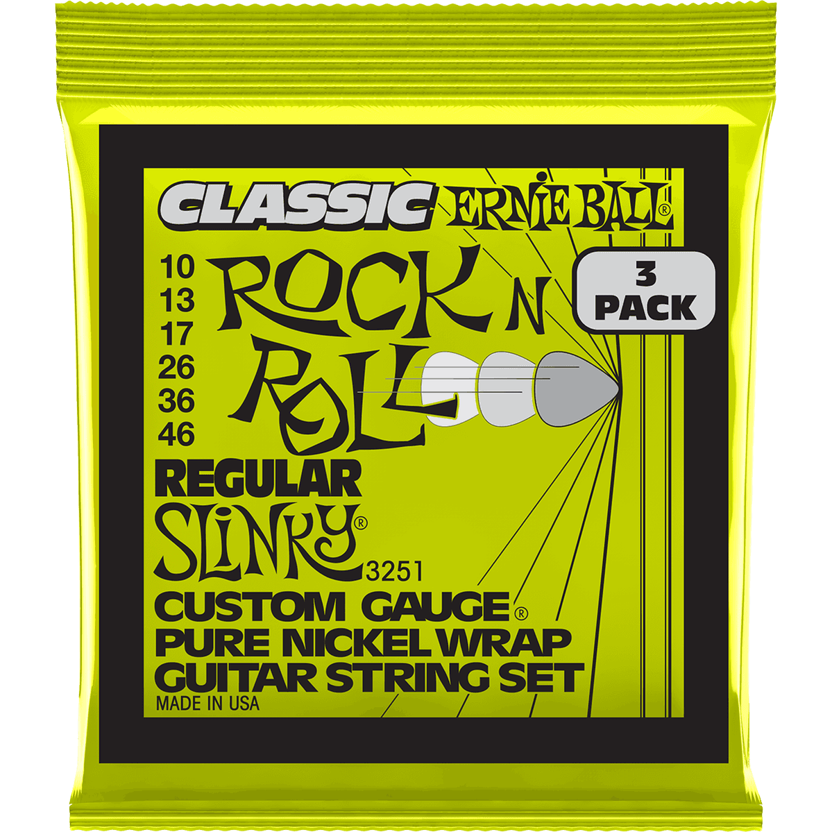 Ernie Ball 3251 Regular Slinky elektrische gitaarsnaren 3-pack 010-046