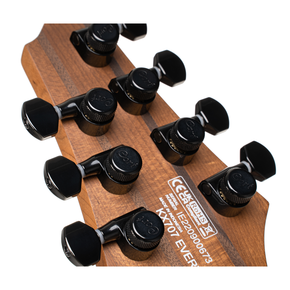 CORT KX707EVOPBKG 7-snarige Elektrische gitaar Evertune Open Pore Black