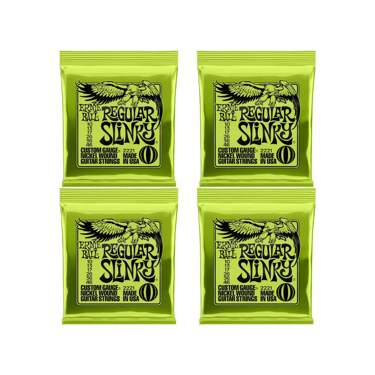 Ernie Ball 2221 Regular Slinky Snaren bundel van 4 sets