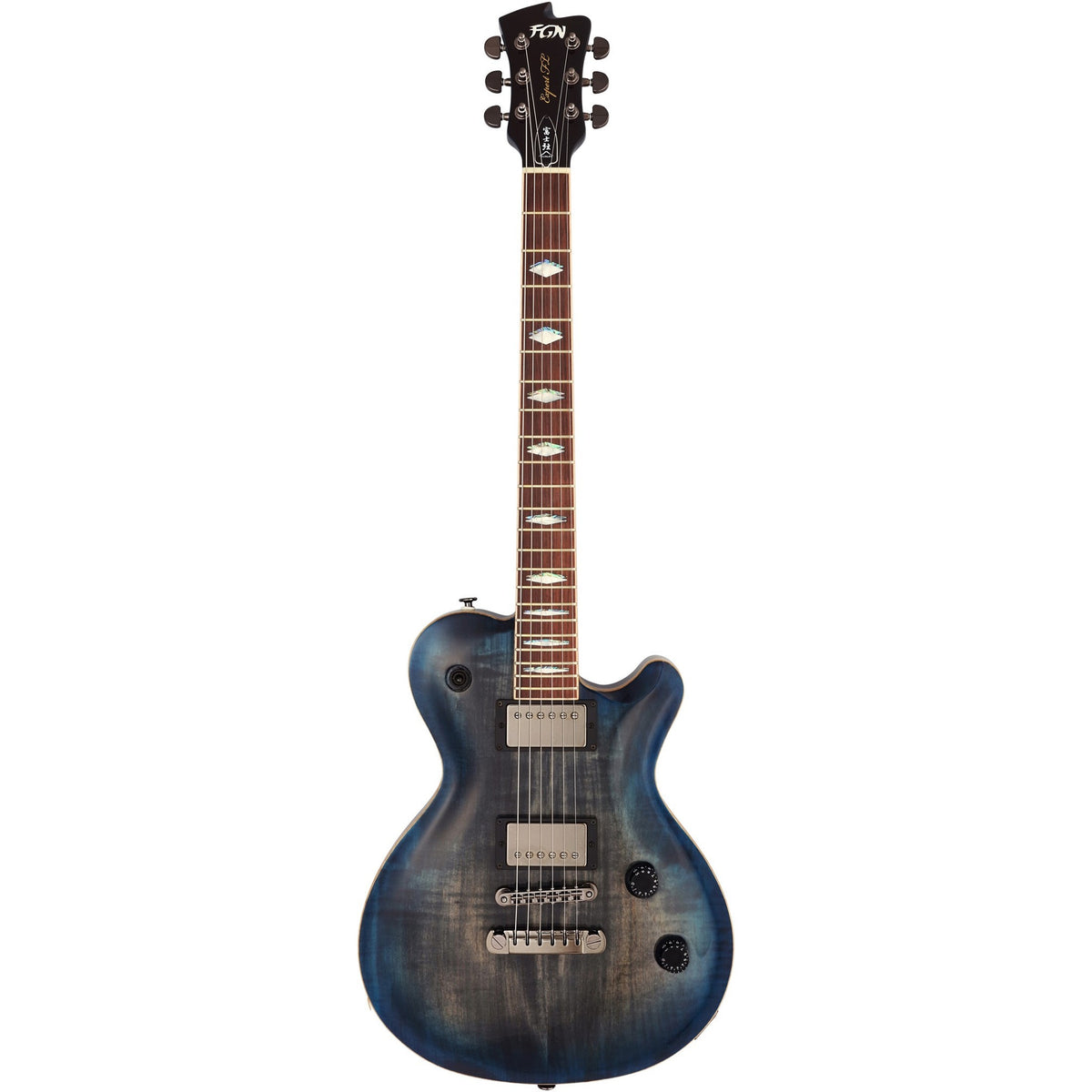 FGN Expert Flame elektrische gitaar Blue Planet Burst, Exotic Maple Top, 22 frets, met koffer
