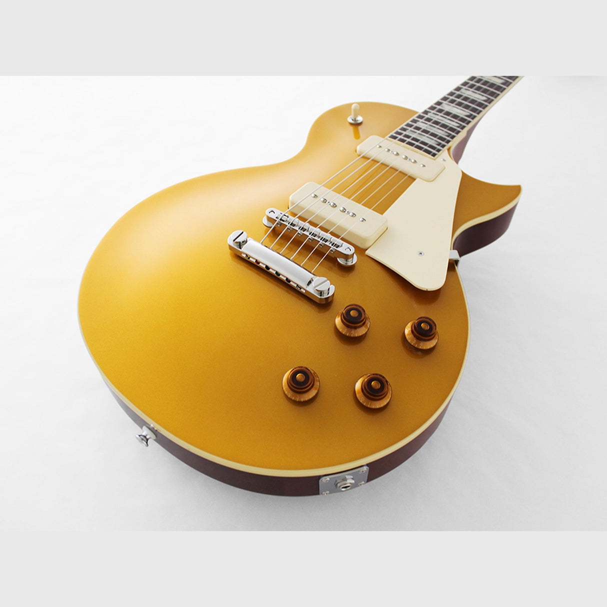 FGN Neo Classic LS11 elektrische gitaar Antique Gold, P90 pickups, 22 frets, met gigbag