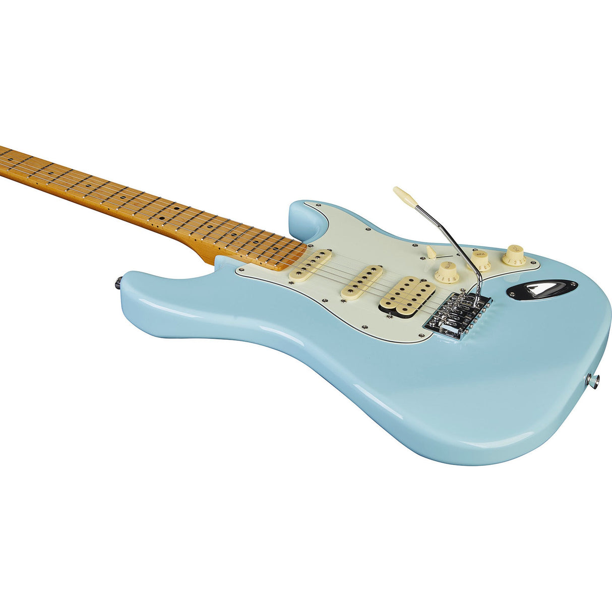 EKO ST351 BLU elektrische gitaar blauw, HSS pickups, esdoorn toets, 22 frets, vibrato