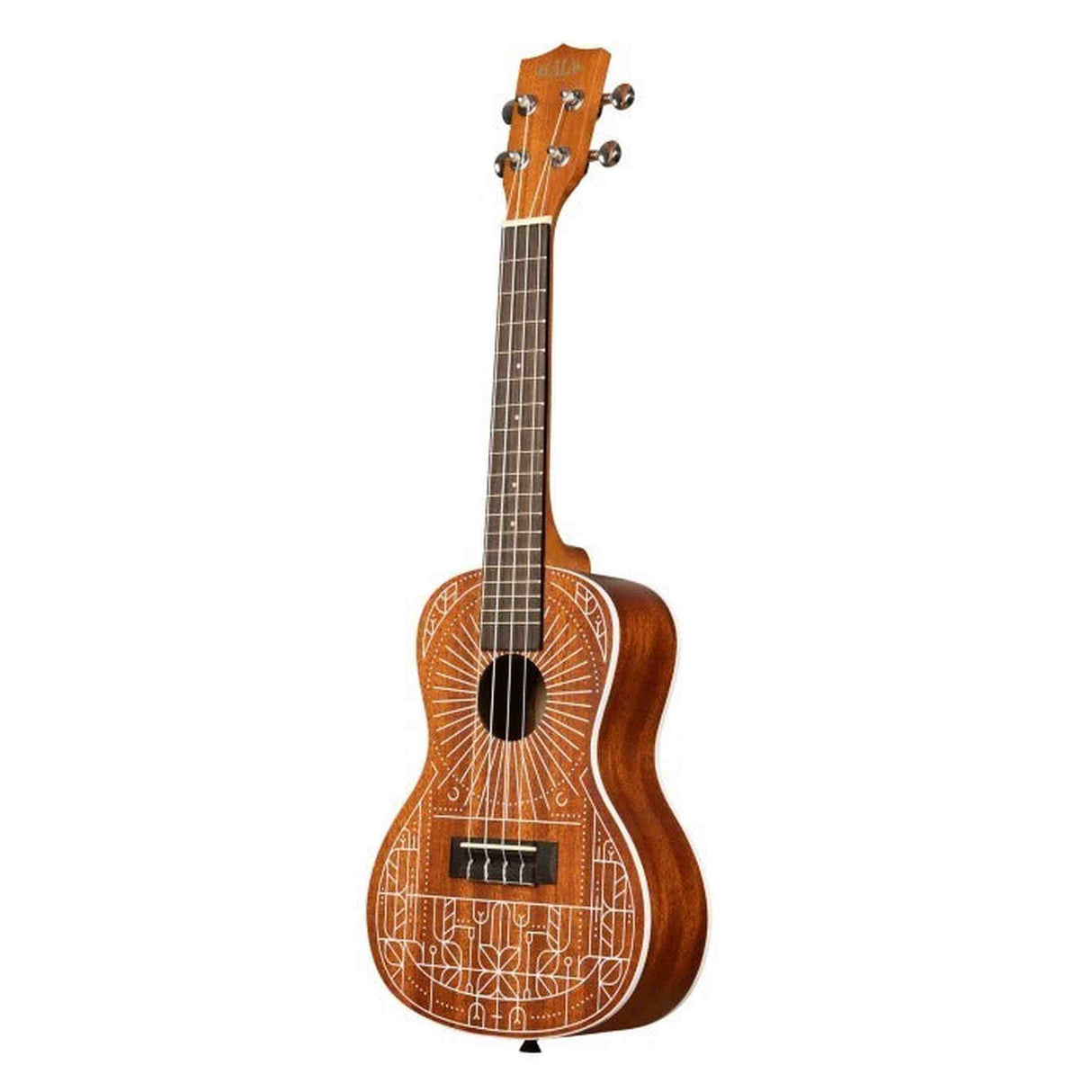 Kala Mandy Harvey Signature concert ukulele – Mahonie, wit binding, met uniek design en gigbag